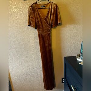 Floor Length Velvet Wrap Dress